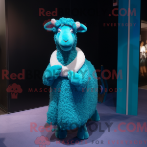 Maskot karakter af et cyan...
