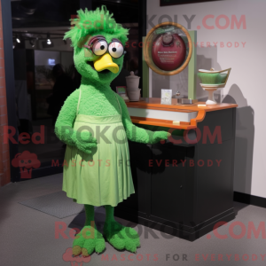 Maskot karakter af en grøn...