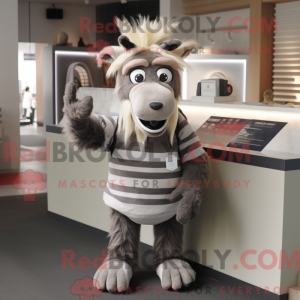 Maskot karakter af en grå...