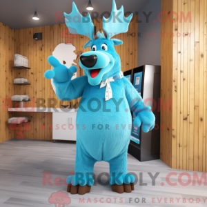 Maskot karakter af en cyan...