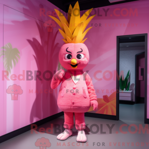 Maskottchenfigur einer rosa...
