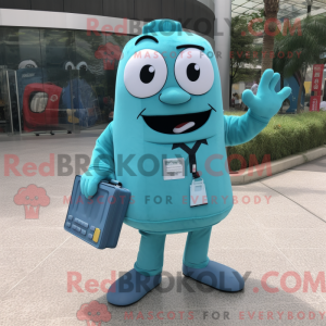 Mascot character of a Cyan...