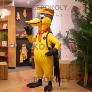 Maskot karakter af en gul...