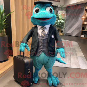Postava maskota Teal Frog...