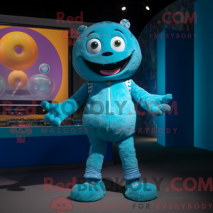 Maskottchenfigur eines Cyan...