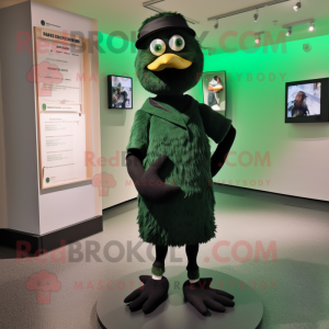 Forest Green Crow mascot costume character dressed with a Playsuit and Shoe laces