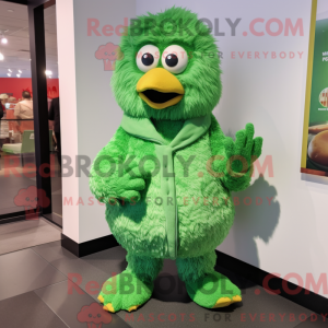 Maskot karakter af en grøn...