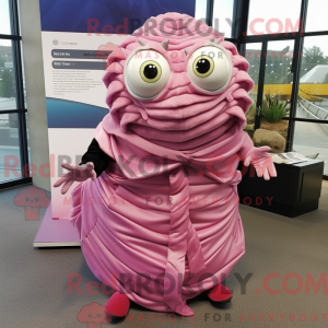 Maskottchenfigur eines rosa...