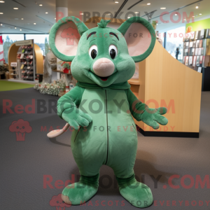 Maskot postava zelené myši...