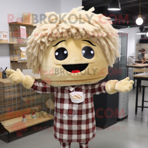 Beige Ramen maskot kostume...