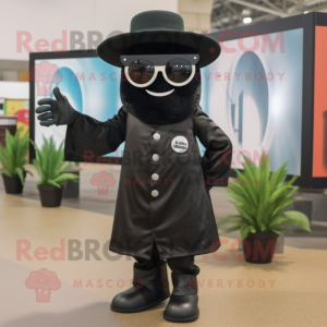 Black Horseshoe mascot costume character dressed with a Romper and Sunglasses