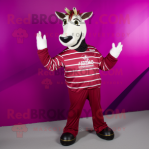 Magenta Quagga mascot costume character dressed with a Long Sleeve Tee and Rings