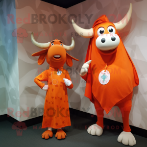 Oransje Zebu maskot drakt...