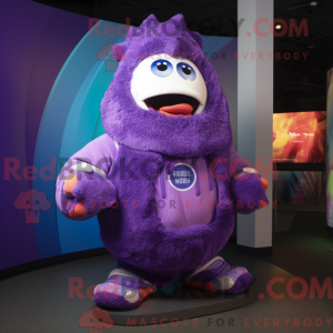 Maskot karakter af en lilla...