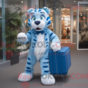 Maskotfigur av en blå tiger...