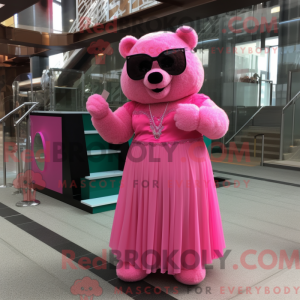Maskottchenfigur eines rosa...