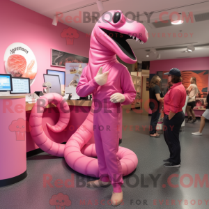 Mascot character of a Pink...
