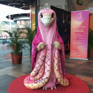 Maskottchenfigur einer rosa...