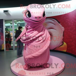 Maskottchenfigur einer rosa...