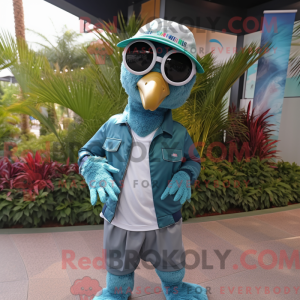 Maskot-karakter av en Teal...