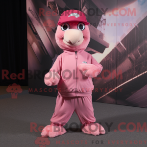 Maskottchenfigur eines rosa...