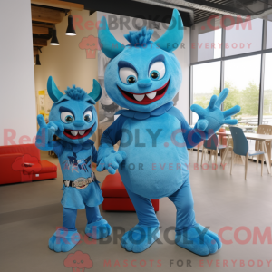 Maskottchenfigur eines Cyan...
