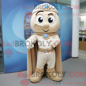 Maskot-karakter av en beige...