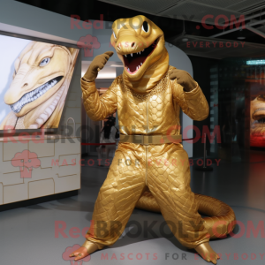 Maskotfigur af en guld...