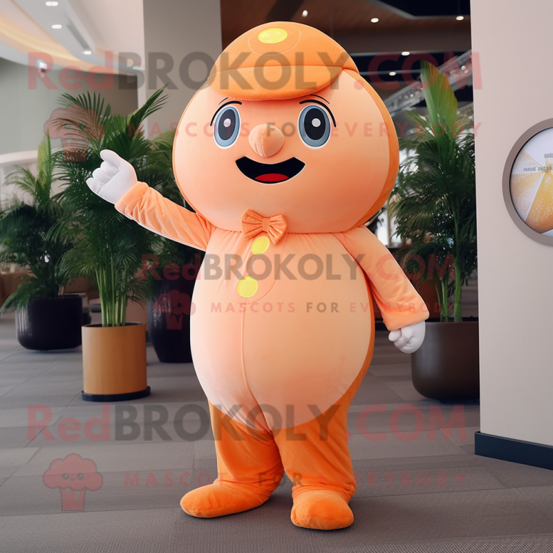 Peach Grapefruit mascot costume character dressed with a Jumpsuit and Rings