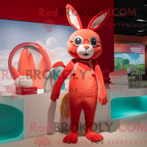 Mascottefiguur van een rood...