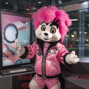 Maskotkarakter af en Pink...
