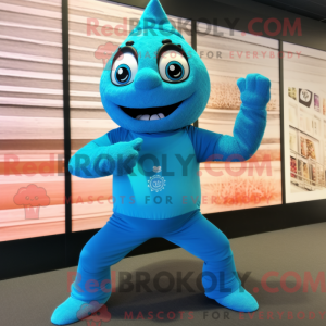 Maskot karakter af en cyan...