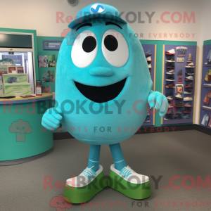 Maskottchenfigur eines Cyan...