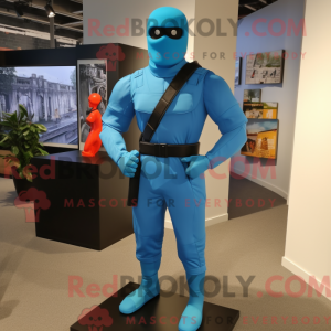 Maskotkarakter av en Cyan...
