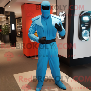 Maskottchenfigur eines Cyan...