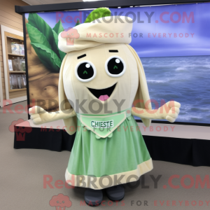 Maskot karakter av en beige...