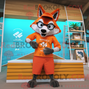 Maskotfigur af en orange...
