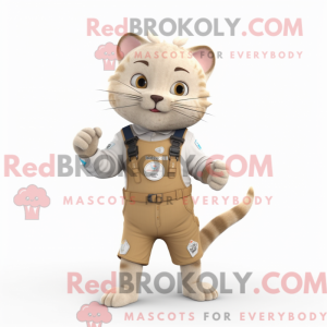 Maskotkarakter af en beige...