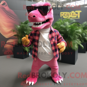 Maskotkarakter af en Pink T...