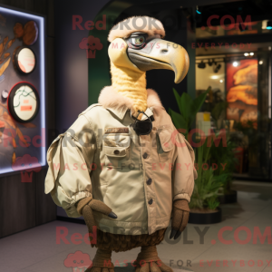 Maskotfigur af en beige...