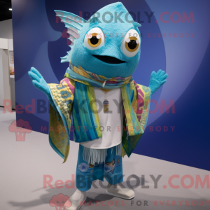 Maskotkarakter af en Cyan...