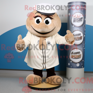 Maskotkarakter av en beige...