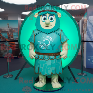 Maskotkarakter af et cyan...