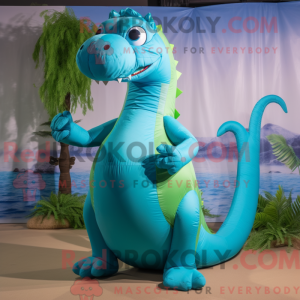 Maskot karakter af en cyan...
