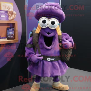Maskot karakter af en lilla...