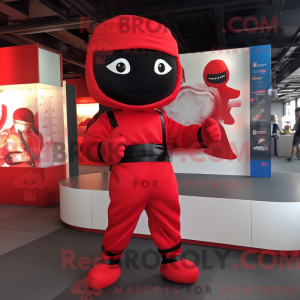 Maskotfigur af en rød ninja...