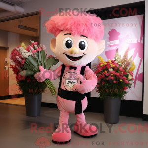 Maskottchenfigur eines rosa...