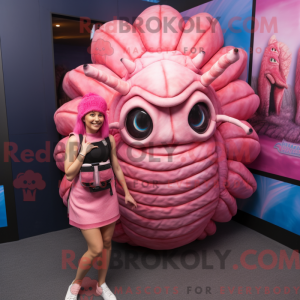 Mascot character of a Pink...