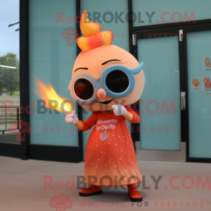 Maskotfigur af en Peach...