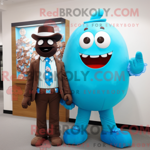 Maskot karakter af en cyan...